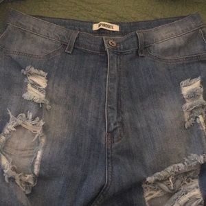 Destructed jean shorts